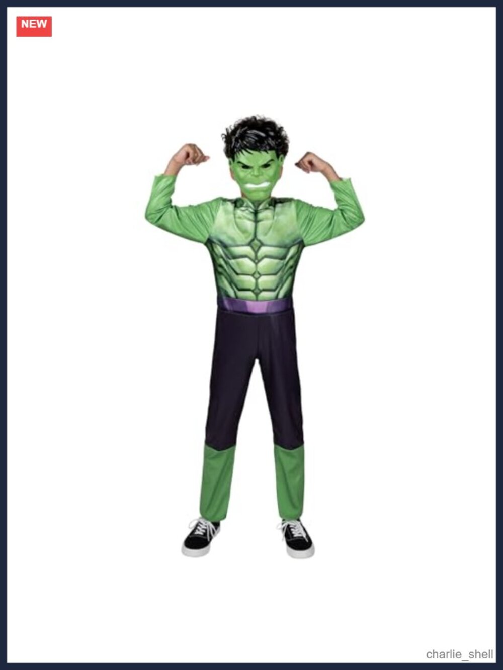 Hulk Youth Costume Jumpsuit with Plastic Mask Halloween Pretend Play